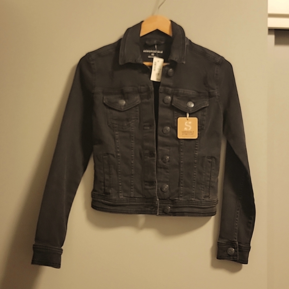 Aeropostale black distressed stretchy jeans jacket